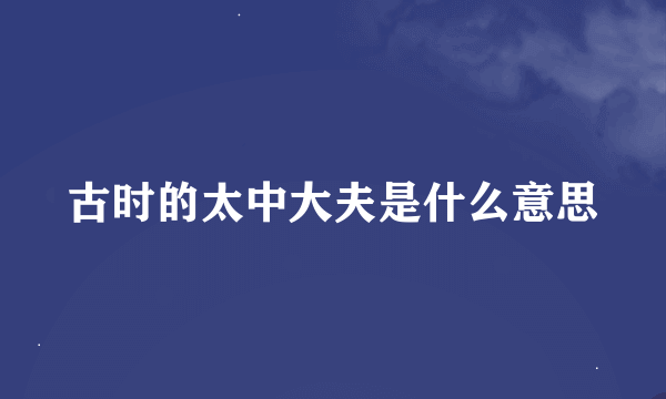 古时的太中大夫是什么意思