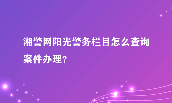 湘警网阳光警务栏目怎么查询案件办理？