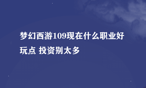 梦幻西游109现在什么职业好玩点 投资别太多