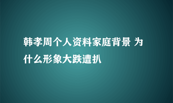 韩孝周个人资料家庭背景 为什么形象大跌遭扒