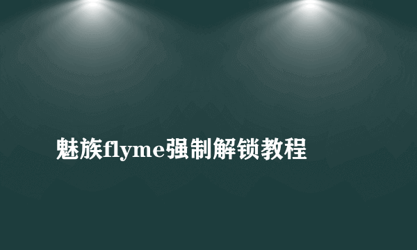 
魅族flyme强制解锁教程

