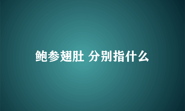 鲍参翅肚 分别指什么