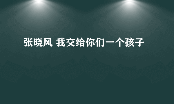 张晓风 我交给你们一个孩子