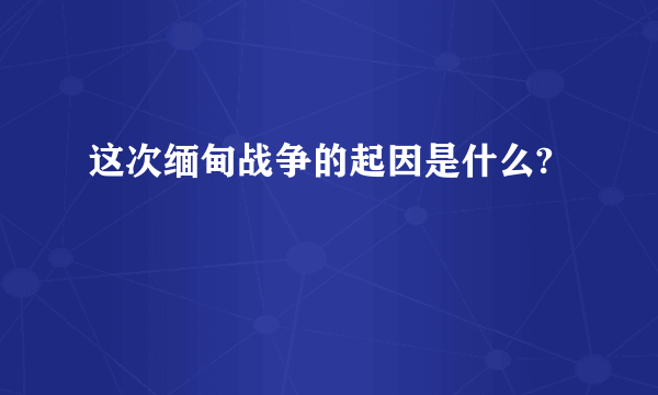 这次缅甸战争的起因是什么?