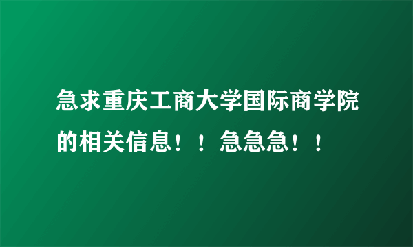 急求重庆工商大学国际商学院的相关信息！！急急急！！