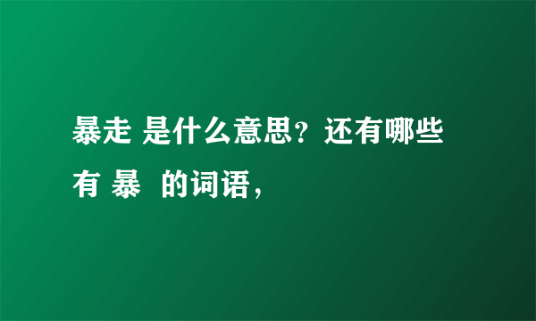 暴走 是什么意思？还有哪些有 暴  的词语，