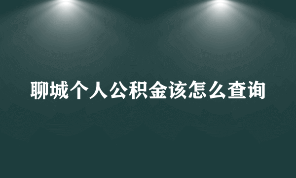 聊城个人公积金该怎么查询