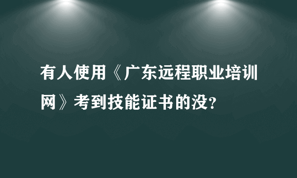 有人使用《广东远程职业培训网》考到技能证书的没？