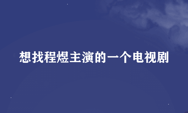 想找程煜主演的一个电视剧