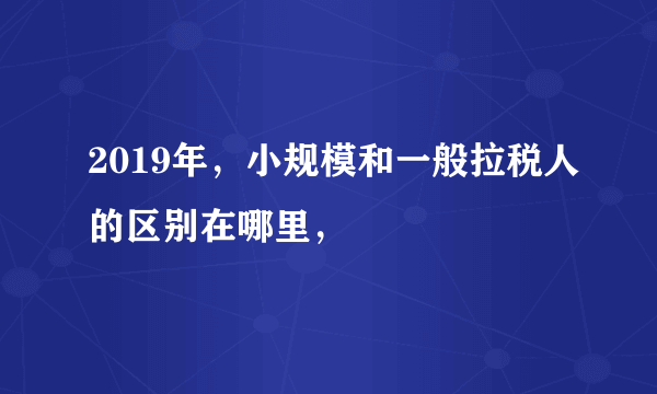 2019年，小规模和一般拉税人的区别在哪里，