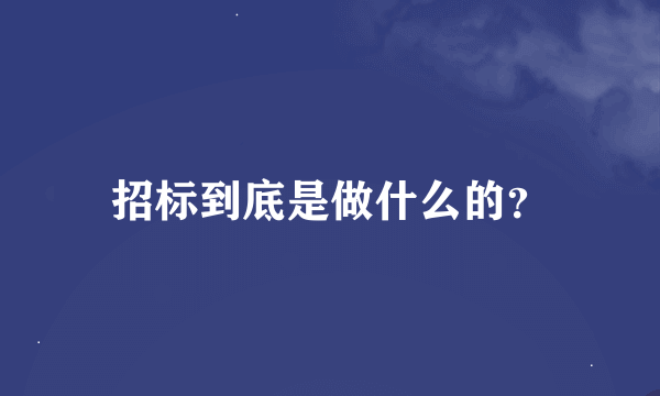 招标到底是做什么的？