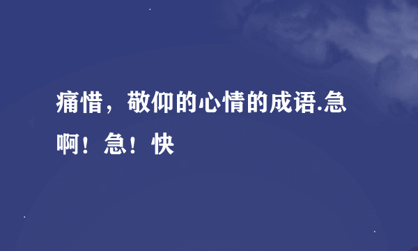 痛惜，敬仰的心情的成语.急啊！急！快