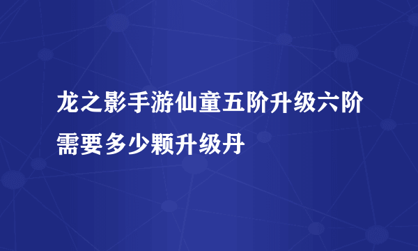 龙之影手游仙童五阶升级六阶需要多少颗升级丹