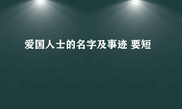 爱国人士的名字及事迹 要短