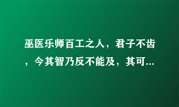 巫医乐师百工之人，君子不齿，今其智乃反不能及，其可怪也欤！