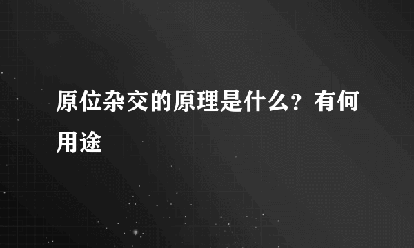 原位杂交的原理是什么？有何用途