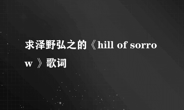 求泽野弘之的《hill of sorrow 》歌词