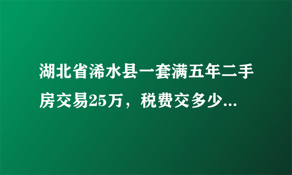 湖北省浠水县一套满五年二手房交易25万，税费交多少钱，请“亲”回