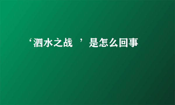 ‘泗水之战  ’是怎么回事