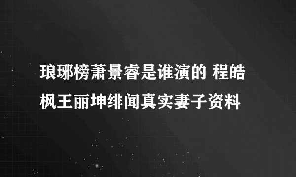 琅琊榜萧景睿是谁演的 程皓枫王丽坤绯闻真实妻子资料