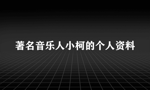 著名音乐人小柯的个人资料