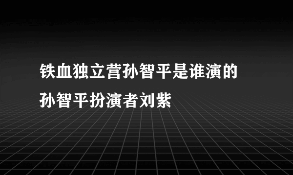 铁血独立营孙智平是谁演的 孙智平扮演者刘紫