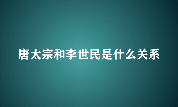 唐太宗和李世民是什么关系