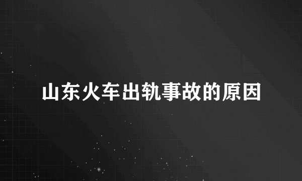 山东火车出轨事故的原因