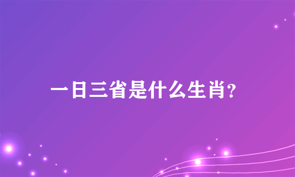 一日三省是什么生肖？