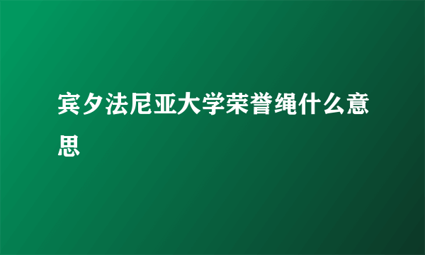 宾夕法尼亚大学荣誉绳什么意思