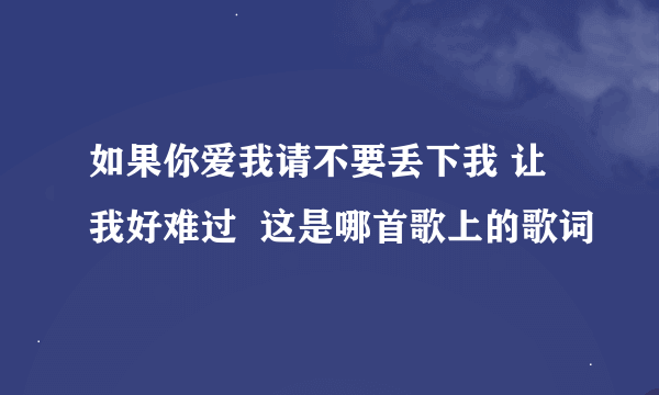 如果你爱我请不要丢下我 让我好难过  这是哪首歌上的歌词