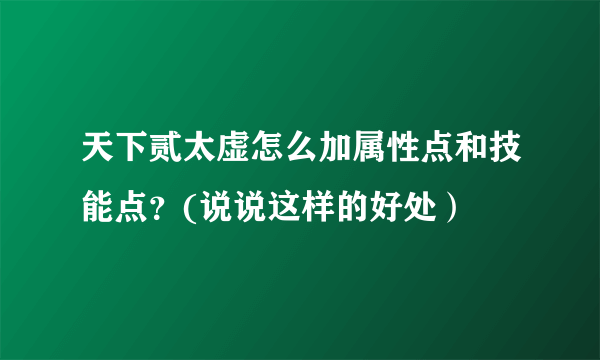 天下贰太虚怎么加属性点和技能点？(说说这样的好处）