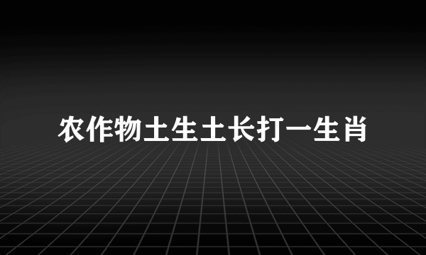 农作物土生土长打一生肖